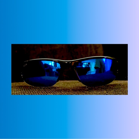 Calcutta Bermuda Sunglasses 100% UV Protect Polarized Shiny Blue & Black Used - Picture 5 of 11